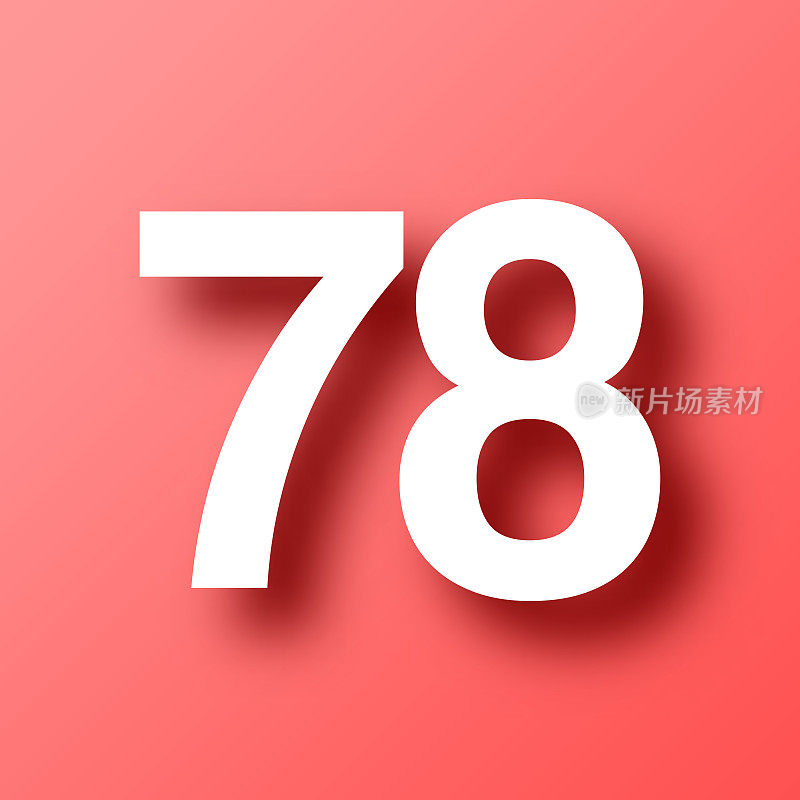 78 - 78号。图标在红色背景与阴影